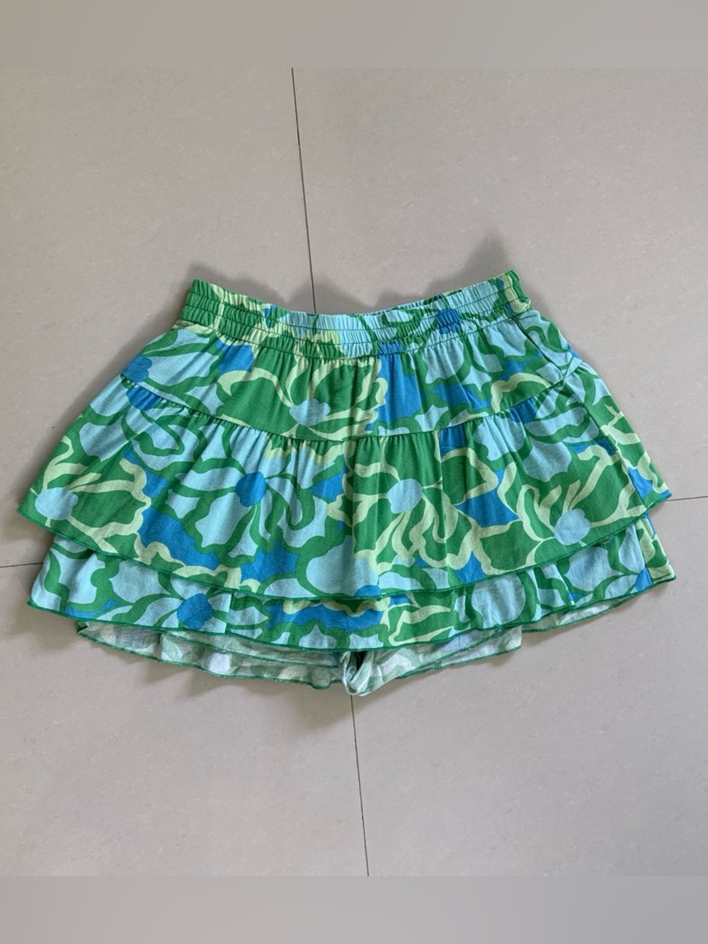 Show Me Your MuMu Green and Blue Floral Tiered Skort